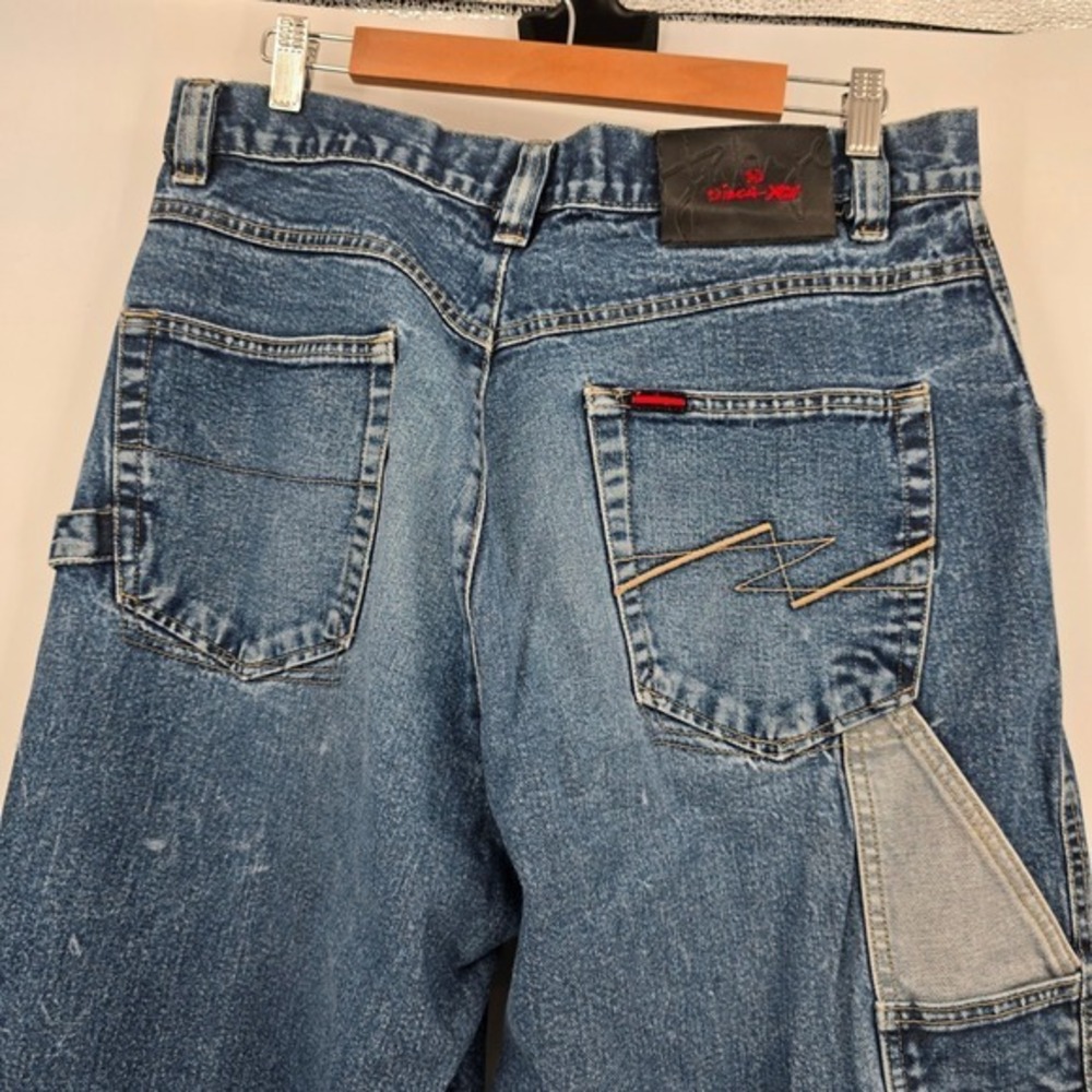 Vintage Fubu Carpenter Jeans Baggy Fit Denim Utility Pockets Blue Mens W36 XL34 - Picture 4 of 16